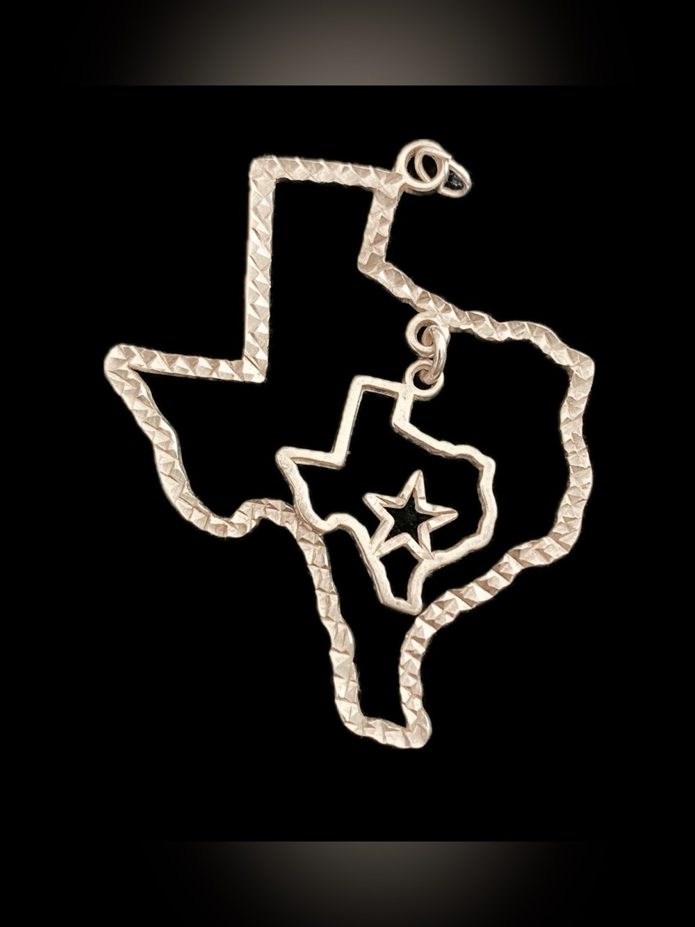 VTG Sterling Silver Texas State Outline & Lone Star Dangle Pendant 3.54g